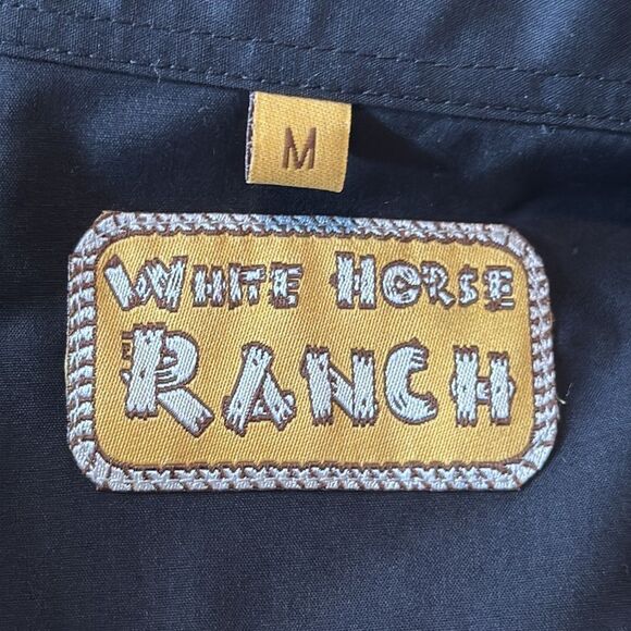 Black Western Dress Shirt Embroidered Patches Snap Buttons Size M NWT - Picture 9 of 13